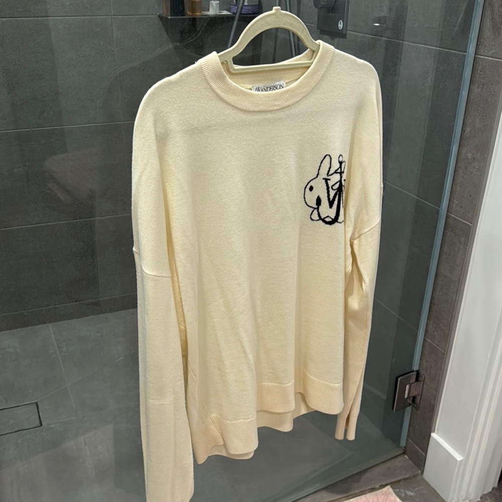 JW ANDERSON Cream Crewneck Sweater with Bunny